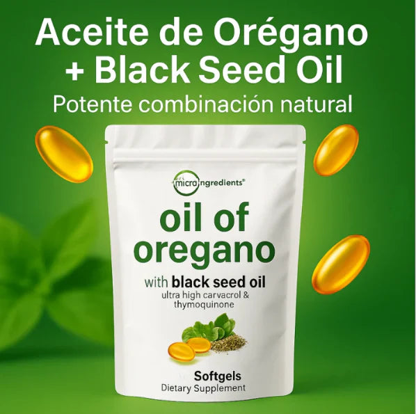 🌿 ACEITE DE ORÉGANO + BLACK SEED OIL | 60 Cápsulas
