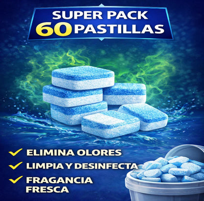 🧼Pack 60 Pastillas Limpiadoras de Lavadora