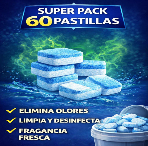 🧼Pack 60 Pastillas Limpiadoras de Lavadora