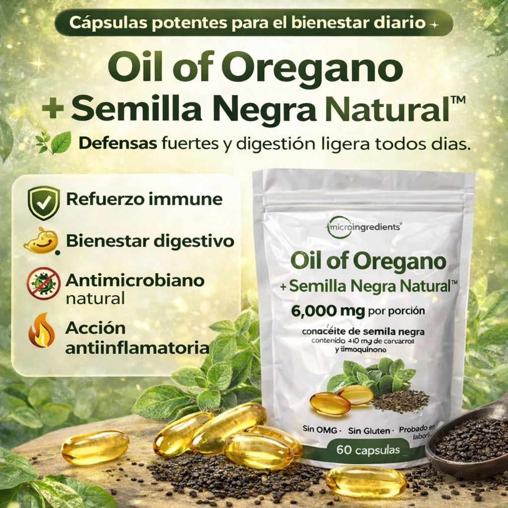🌿 ACEITE DE ORÉGANO + BLACK SEED OIL | 60 Cápsulas